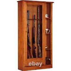 Gun Safe Cabinet 10 Rifles Wood Storage Locker Shotgun Lock Shelf Rack With Curio