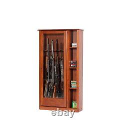 Gun Safe Cabinet 10 Rifles Wood Storage Locker Shotgun Lock Shelf Rack With Curio