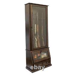 Gun Safe Cabinet 12 Rifles Brown Wood Storage Shotgun Lock Shelf Display Rack