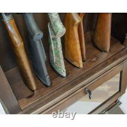 Gun Safe Cabinet 12 Rifles Brown Wood Storage Shotgun Lock Shelf Display Rack