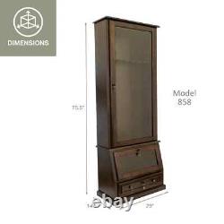 Gun Safe Cabinet 12 Rifles Brown Wood Storage Shotgun Lock Shelf Display Rack