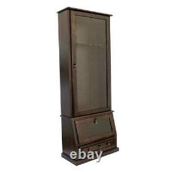 Gun Safe Cabinet 12 Rifles Brown Wood Storage Shotgun Lock Shelf Display Rack