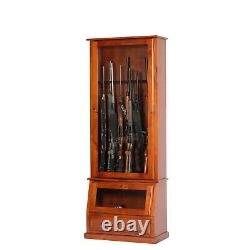 Gun Safe Cabinet 12 Rifles Solid Wood Storage Locker Shotgun Lock Shelf Rack