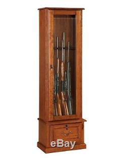 Gun Safe Cabinet 8 Rifles Wood Storage Locker Shotgun Firearm Lock Shelf Rack