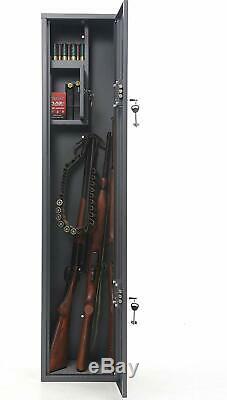 Gun Safe Security Cabinet Gun Rifle Shotgun Metal with Separate Handgun Storage