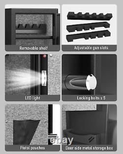 Gun Safes for Home Rifle and Pistols, Quick Access Gun Cabinets with LED Light