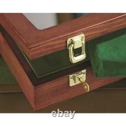 Gun/Sword Display Case Glass Lid Wood Walnut Storage Home Room Decor Lockable