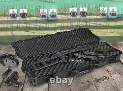 Hard Case Rifle Long Gun Storage Carrying Foam Padded Black Wheeled Large Tough