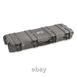 Hard Rifle Case Long Gun Padded Foam 2 Lock Storage TSA Travel Approved Wheels