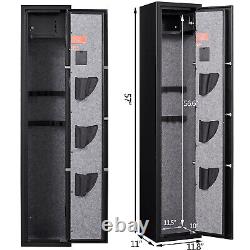 Heavy Duty Rifle Safe 5-Gun Wall Storage Cabinet Quick Lock Security withLockbox