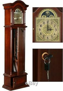 Hidden Firearm Storage Cabinet Lockable Grandfather Clock Rifle Safe Gun Rack