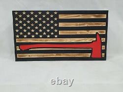 Hidden gun storage American Flag firefighter axe thin red line secret cabinet