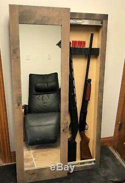 Hidden storage In-wall gun safe concealment cabinet rifle pistol espresso