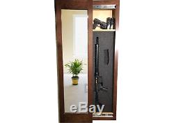 Hidden storage mirror, In-wall gun safe concealment cabinet Espresso