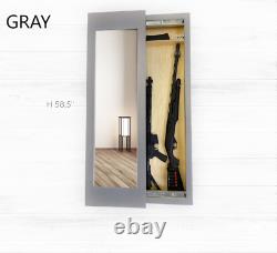 Hidden storage mirror In-wall gun safe concealment cabinet rifle pistol GRAY