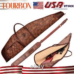 Hunting Rifle Case Scope Carrying PU Leather Sling Bag withAmmo Pocket-TOURBON