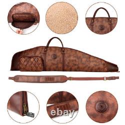 Hunting Rifle Case Scope Carrying PU Leather Sling Bag withAmmo Pocket-TOURBON