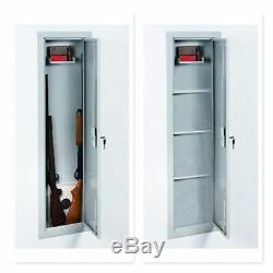 In-Wall Cabinet Full Length Gun Storage Safe Rifle Vault Security Kid Safety NEW