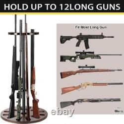 Indoor 12 Guns Rack Rotating Gun Rifle Rack Stand Heavy Solid Wood Gun Storage