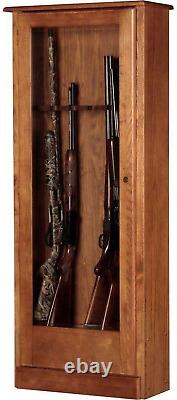 LUXURY Solid Wood Home Gun Cabinet Drawer Pistol Rifle Locking Storage Display