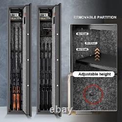 Large 5-6 Gun Rifle Wall Storage Safe Cabinet Security Digital Lock Quick Access