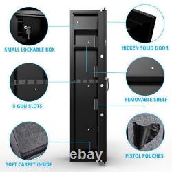 Large 5 Gun Rifle Storage Safe Box Cabinet Double Lock Quick Access Fingerprint