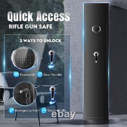Large 5 Gun Rifle Storage Safe Box Cabinet Double Lock Quick Access With Lock Box