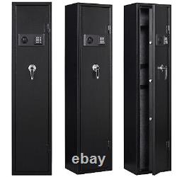 Large 5 Rifle Digital Gun Cash Safe Electronic Lock Storage Steel Cabinet Black