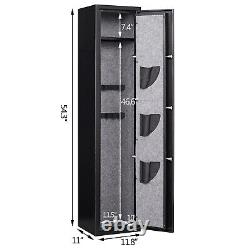 Large 5 Rifle Digital Gun Cash Safe Electronic Lock Storage Steel Cabinet Black