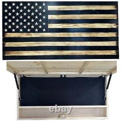 Large American Flag Hidden Gun Storage Cabinet (Black)
