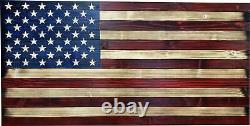 Large American Flag Hidden Gun Storage Cabinet (Red and Blue)