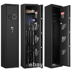 Large Biometric Rifle Safe 3IN1 Quick Access Lock 5 Long Gun LED Storage Cabinet