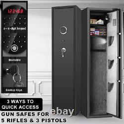 Large Biometric Rifle Safe Quick Access 5Long Gun Rifle Safe Gun Storage Cabinet
