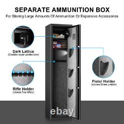 Large Biometric Rifle Safe Quick Access 5Long Gun Rifle Safe Gun Storage Cabinet