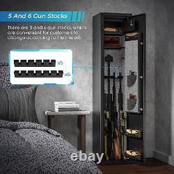Large Long Gun 6 Rifle Safe Storage Metal Cabinet Quick Access External Battery