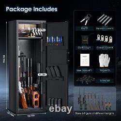 Large Long Gun 9 Rifle Safe Storage Metal Cabinet Quick Access External Battery