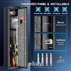 Large Rifle Safe Fingerprint Quick Access 5-6 Gun Storage Cabinet with Pistol Box