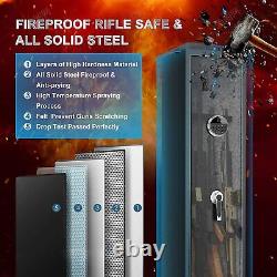 Large Rifle Safe Fingerprint Quick Access 5-6 Gun Storage Cabinet with Pistol Box