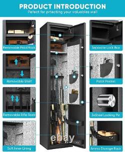 Large Rifle Safe Quick Access 5-6 Gun Storage Cabinet Steel Dual Alarm WithLockbox