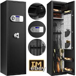 Large Rifle Safe Quick Access 5-6 Gun Storage Cabinet with Pistol Ammunition Box