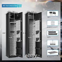 Large Rifle Safe Quick Access 5-6 Gun Storage Cabinet with Pistol Ammunition Box