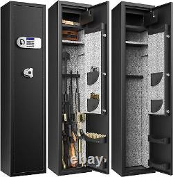 Large Rifle Safe Quick Access 5-6 Gun Storage Cabinet with Pistol Ammunition Box