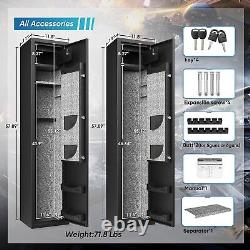 Large Rifle Safe Quick Access 5-6 Gun Storage Cabinet with Pistol Ammunition Box