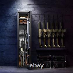 Large Rifle Safe Quick Access 5-6 Gun Storage Cabinet with Pistol Ammunition Box