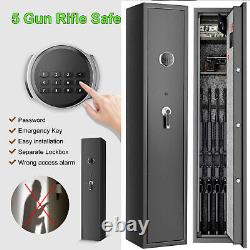 Large Rifle Safe Quick Access 5 Gun Cabinet Alarm LED Double Security Storage