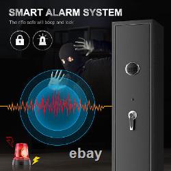 Large Rifle Safe Quick Access 5 Gun Cabinet Alarm LED Double Security Storage