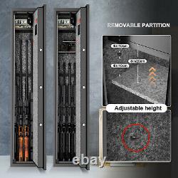 Large Rifle Safe Quick Access 5 Gun Cabinet Alarm LED Double Security Storage