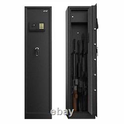 Large Rifle Safe Quick Access 5-Gun Storage Cabinet with Pistol Lock Box