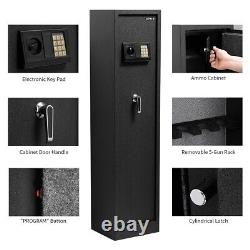 Large Rifle Safe Quick Access 5-Gun Storage Cabinet with Pistol Lock Box