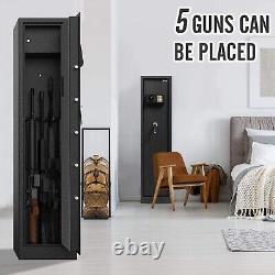 Large Rifle Safe Quick Access 5-Gun Storage Cabinet with Pistol Lock Box